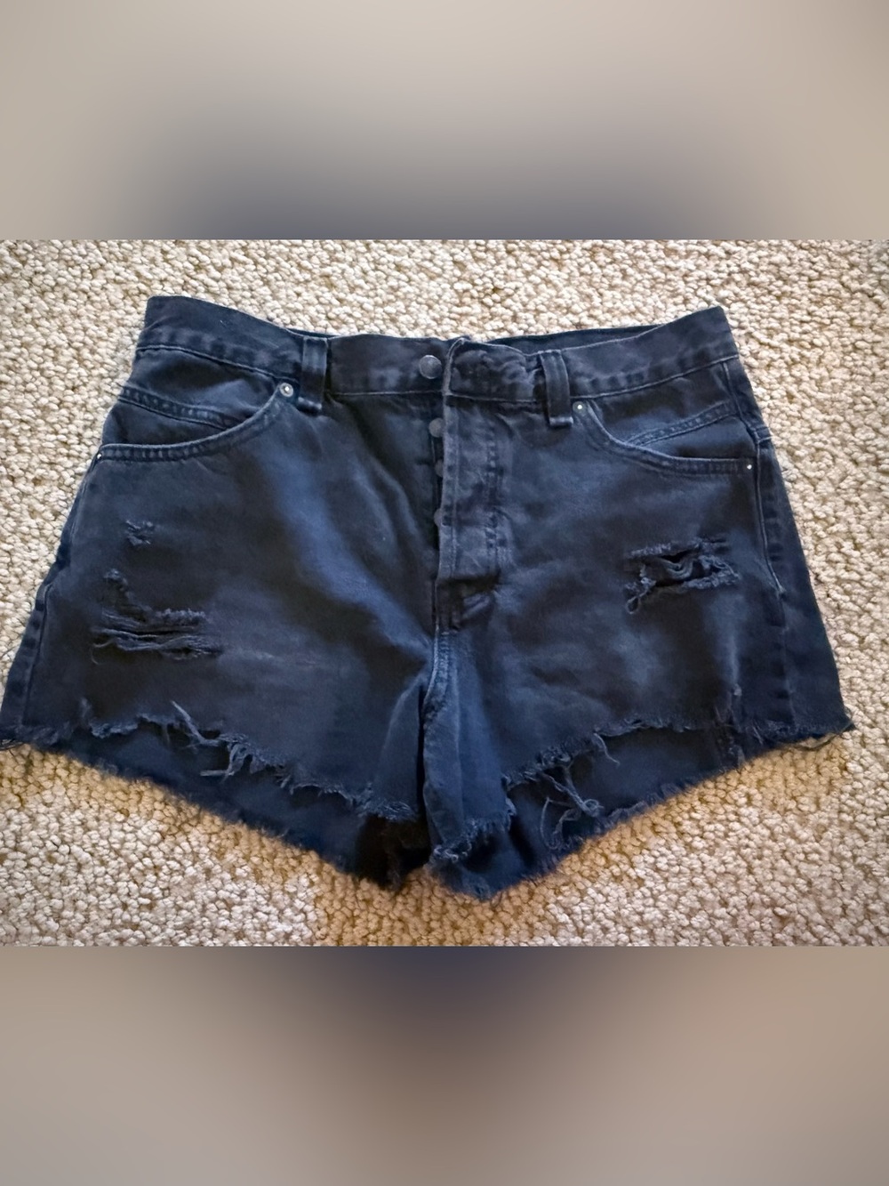 Free people now or never Distressed Denim Shorts - Black